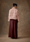 Soft Pink Fur-Trim Puffer Jacket