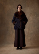 Brown Fur-Trim Denim Jacket