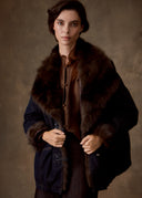 Brown Fur-Trim Denim Jacket