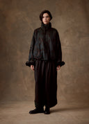 Deep Green Floral Fur-Trim Jacket