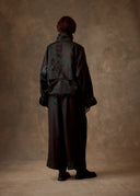 Deep Green Floral Fur-Trim Jacket