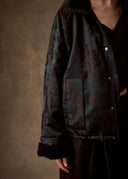 Deep Green Floral Fur-Trim Jacket