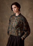 Charcoal Patterned Bomber Jacket