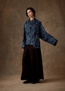 Blue Patterned Cotton Scarf Kimono Jacket