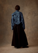 Blue Patterned Cotton Scarf Kimono Jacket
