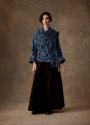 Blue Patterned Cotton Scarf Kimono Jacket