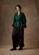 Emerald Green Bird & Floral Kimono