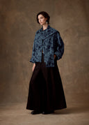 Blue Patterned Cotton Scarf Kimono Jacket