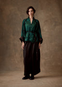 Emerald Green Bird & Floral Kimono