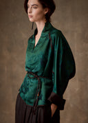 Emerald Green Bird & Floral Kimono