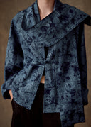Blue Patterned Cotton Scarf Kimono Jacket
