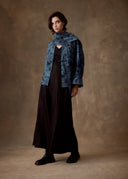 Blue Patterned Cotton Scarf Kimono Jacket