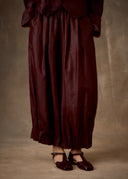 Burgundy Mud-Dyed Mulberry Silk Drawstring Pants