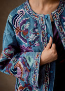 Embroidered Bird & Floral Denim Jacket