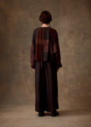Brown Patchwork Silk & Leather Jacket