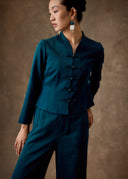 Teal Mud-Dyed Silk Jacket
