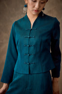 Teal Mud-Dyed Silk Jacket