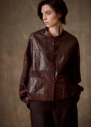 Brown Patchwork Leather Jacket