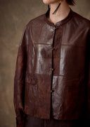 Brown Patchwork Leather Jacket