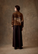 Brown Patchwork Elephant Motif Jacket