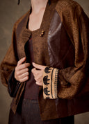 Brown Patchwork Elephant Motif Jacket
