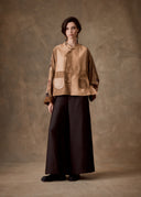 Beige Patchwork Leather Jacket