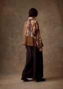 Beige Patchwork Leather Jacket
