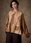 Beige Patchwork Leather Jacket