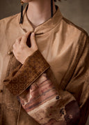 Beige Patchwork Leather Jacket
