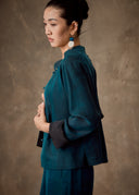 Teal Mud-Dyed Silk Shirt