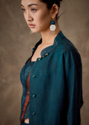 Teal Mud-Dyed Silk Shirt