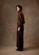 Brown Botanical Mud-Dyed Silk Cropped Jacket