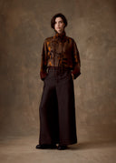 Brown Botanical Mud-Dyed Silk Cropped Jacket