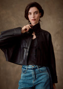 Black Leather Cropped Jacket