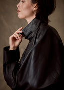 Black Leather Cropped Jacket