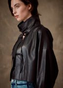 Black Leather Cropped Jacket