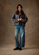 Grey Fur Collar Jacket