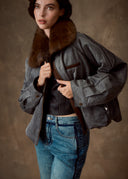 Grey Fur Collar Jacket