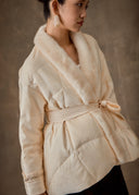 Ivory Belted Puffer Jacket
