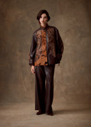 Brown & Orange Leather Patchwork Jacket