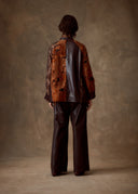 Brown & Orange Leather Patchwork Jacket