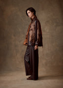 Brown & Orange Leather Patchwork Jacket