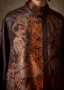 Brown & Orange Leather Patchwork Jacket