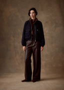 Dark Denim Cropped Fur-Lined Jacket