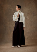White Stand Collar Cropped Mandarin Jacket