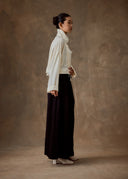 White Stand Collar Cropped Mandarin Jacket