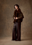 Brown Fur Trim Longline Jacket