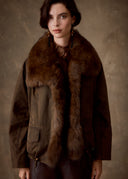 Brown Fur Trim Longline Jacket