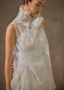 White Sheer Silk Embroidered Top