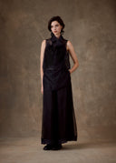 Black Sheer Silk Embroidered Top
